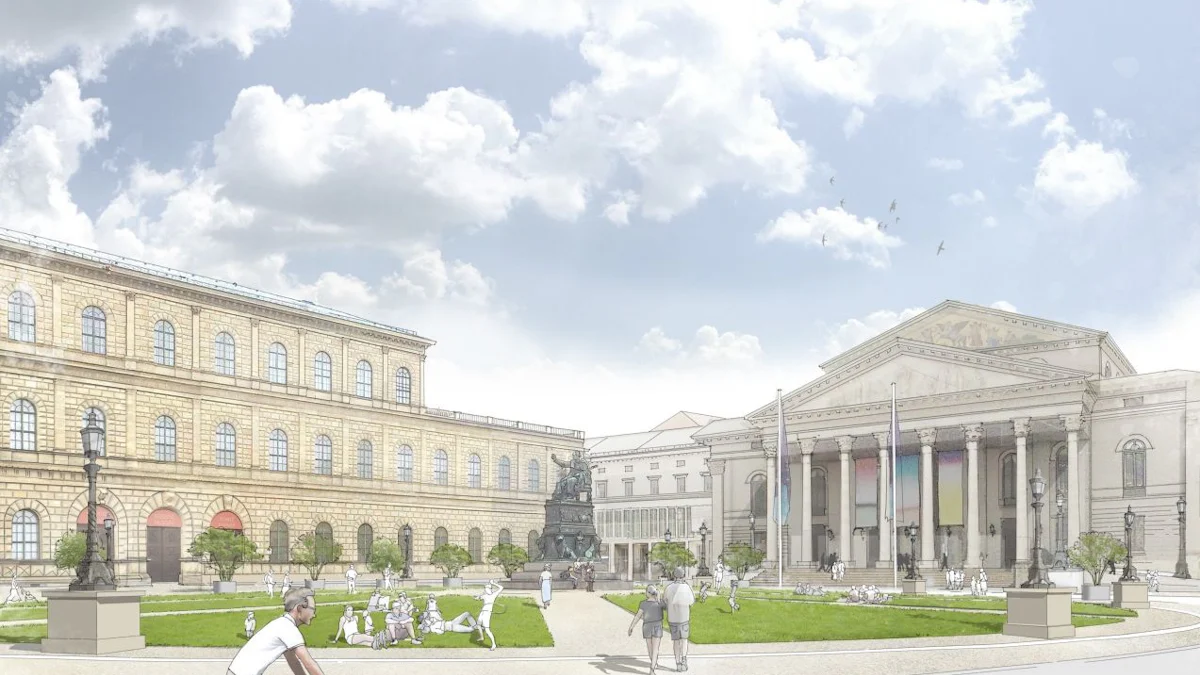 Temporary solution for Max Joseph Platz: Green Center in front of the Opera – Munich