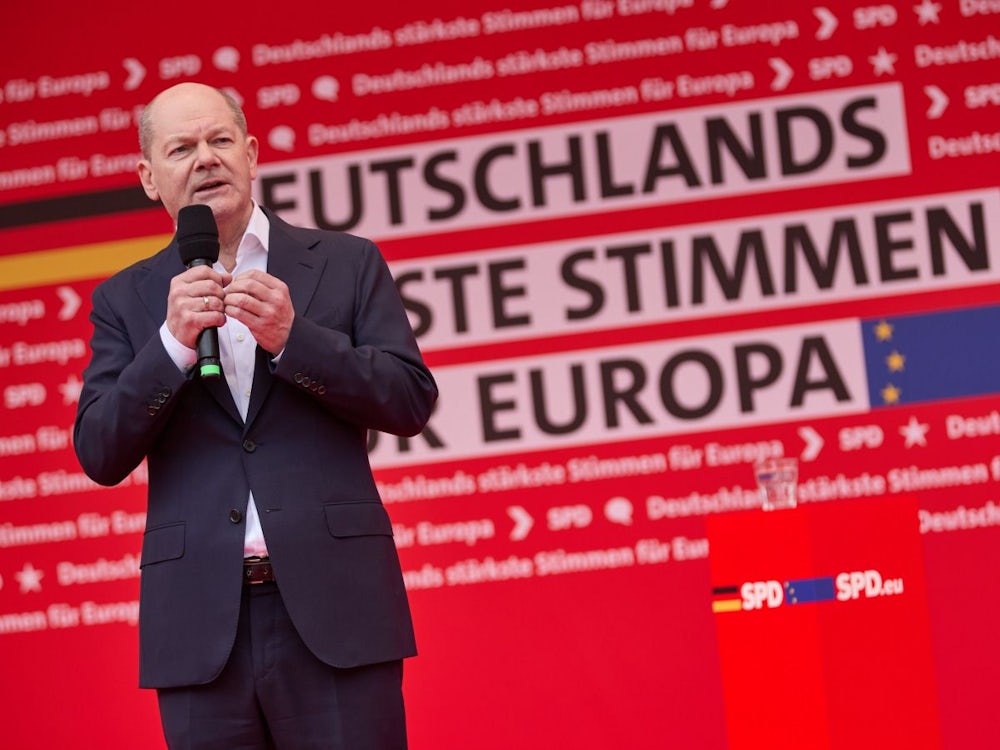 Europa-Wahlkampf: Scholz, sein Gesicht und sein Wort
