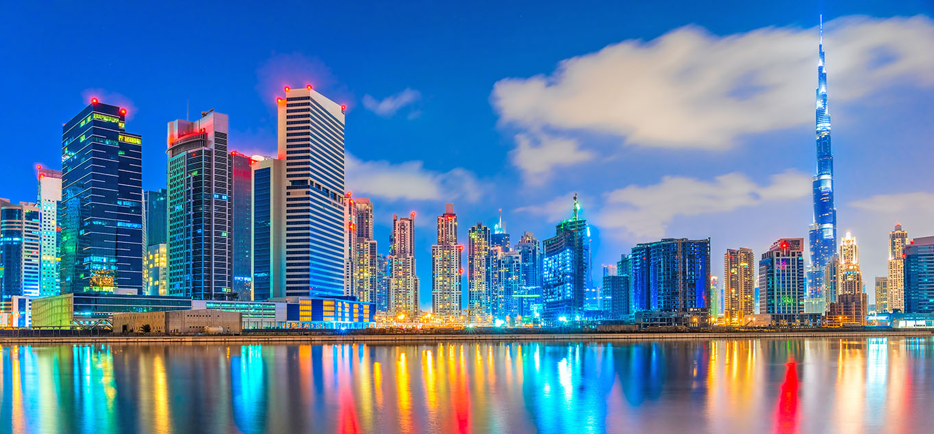 Abendliche Skyline von Dubai