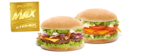 Mittwochs gibt es exklusive 20% Rabatt auf die Burger bei Pizza Max & Friends