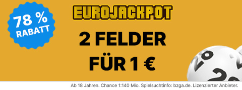 Tippland Gutschein: Eurojackpot - 2 Tipps zum Preis von 1€
