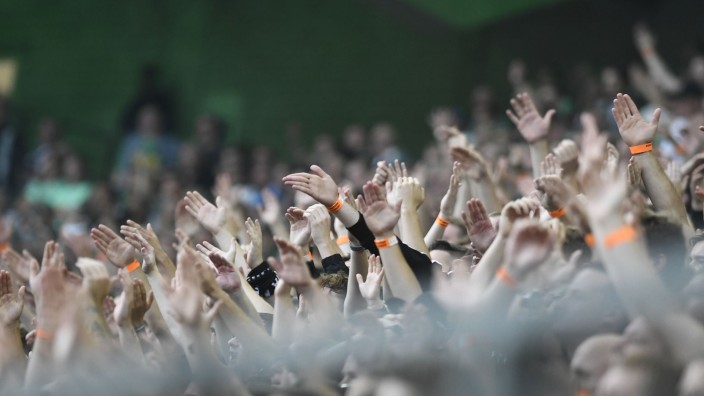 Umwelt - Rostock: Fans jubeln im Stadion. Foto: Bernd Thissen/dpa/Symbolbild