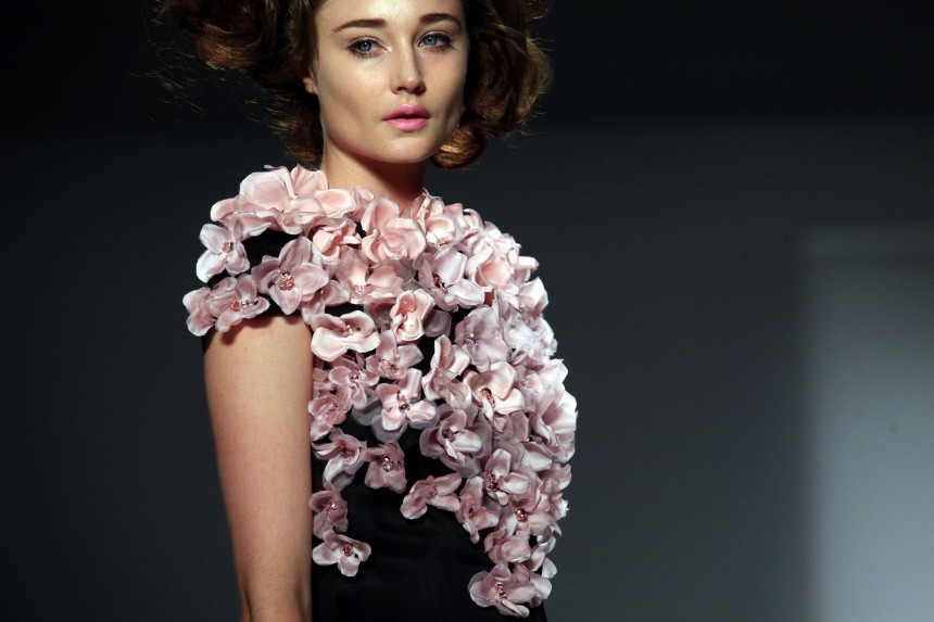 A model presents a creation from the Zang Toi Spring 2011 collection during New York Fashion Week