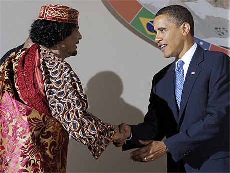 Muammar al-Gaddafi und Barack Obama, dpa