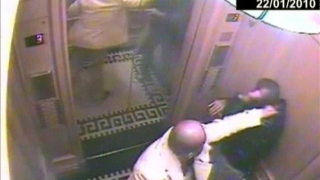 Saudi prince is seen with his servant in an elevator in London's Landmark hotel in CCTV footage