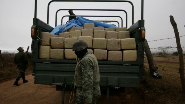 Mexiko: Das Archivbild zeigt einen Drogenfund in Mexiko vom Februar 2010. Damals war die Menge des sichergestellten Marihuanas mit anderthalb Tonnen allerdings viel geringer.