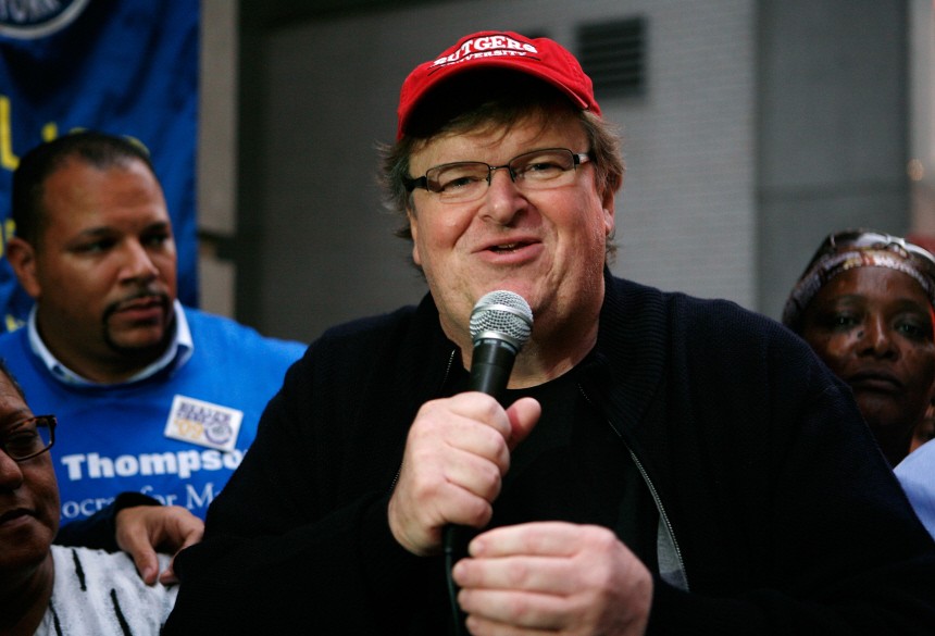 Michael Moore Rallies with Workers Against Capitalism