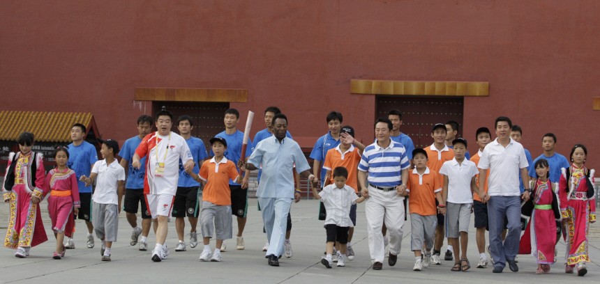 Brazilian soccer legend Pele visits the Forbidden City during the Beijing 2008 Olympic Games