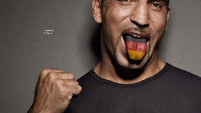 A handout photo shows German cruiserweight boxer Firat Arslan as a part of German language motivating campaign