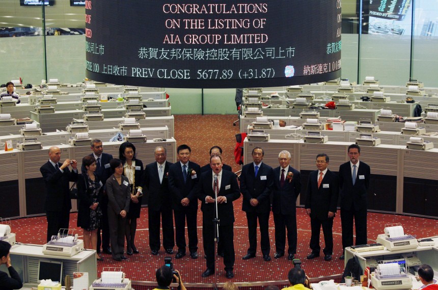 Platz 3: Der AIA-Chef, Mark Tucker, hält beim Debut in der Hongkonger Börse eine Rede. Denn der US-Versicherer AIG bringt seine asiatische Sparte AIA im Oktober 2010 an die Börse.