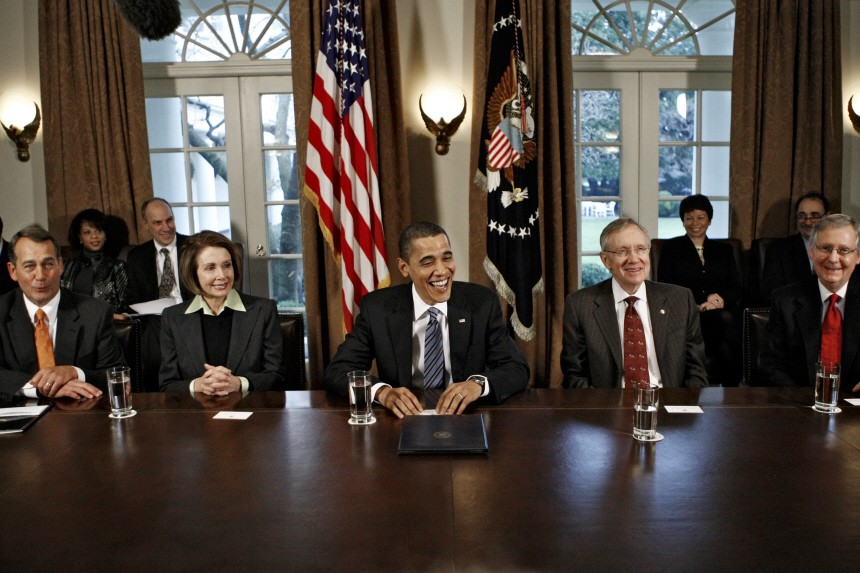 Barack Obama, John Boehner, Nancy Pelosi, Harry Reid, Mitch McConnell,