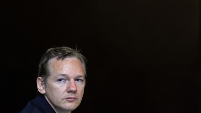 Wikileaks founder Assange speaks during a news conference on the internet release of secret documents about the Iraq War in London