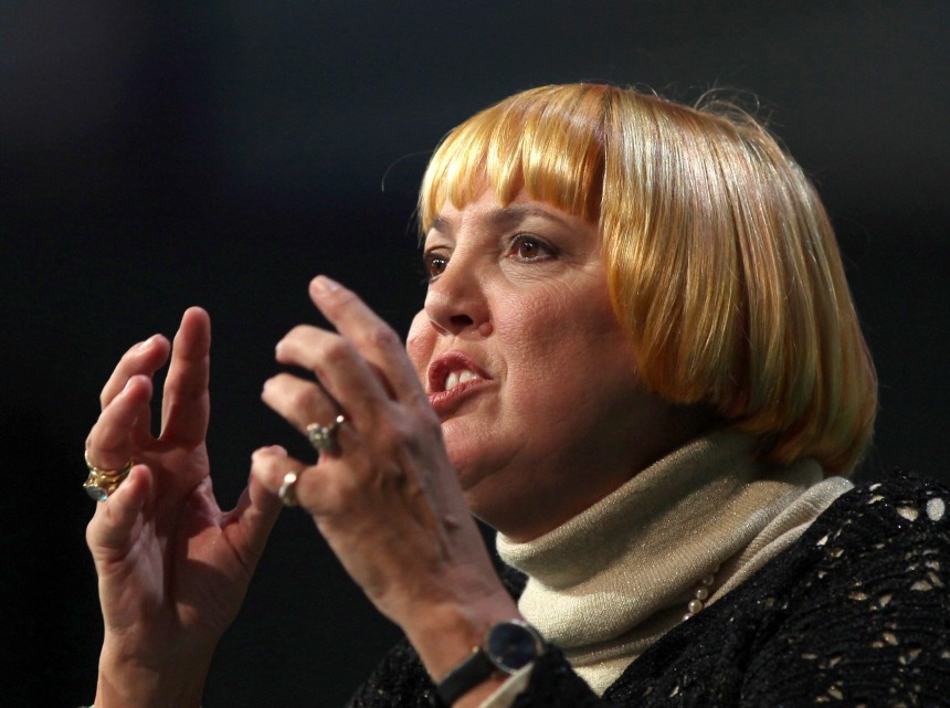 Co-leader of the environmental German Green party Claudia Roth speaks during a party meeting in the south-western German city of Freiburg
