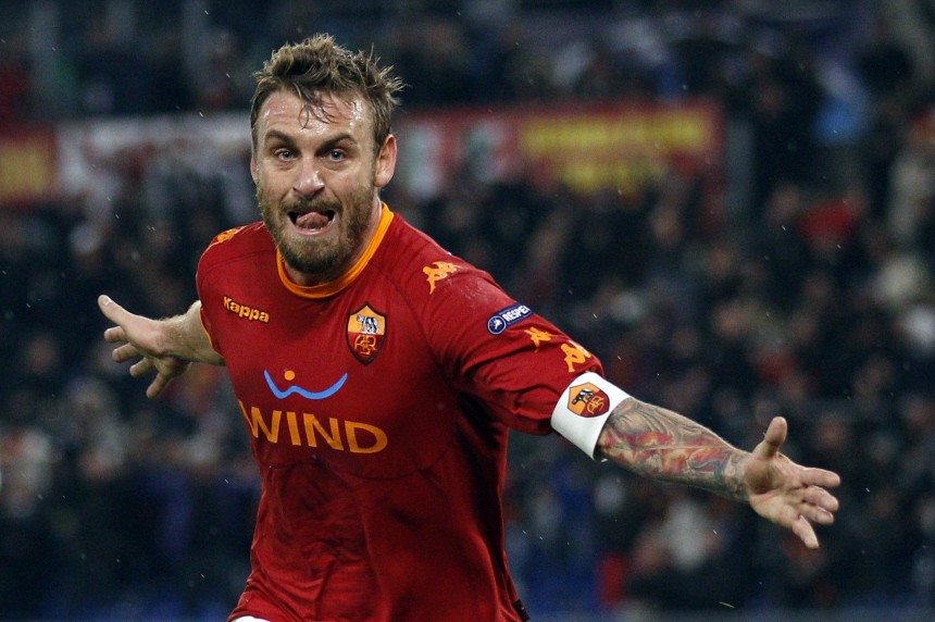 AS Roma's Daniele De Rossi celebrates after scoring against Bayern Munich during their Champions League Group E soccer match in Rome
