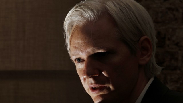 File photo of Julian Assange in London