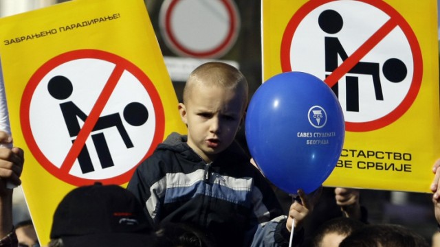 Anti-Homosexuellen-Protest in der serbischen Haupstadt Belgrad im Jaher 2010