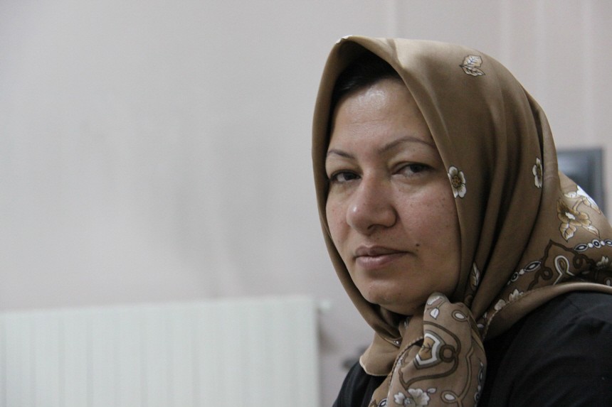 Sakineh Mohammadi Ashtiani, sentenced to death for adultery, poses for a picture before an interview with Iran's English language news station Press TV in Tabriz