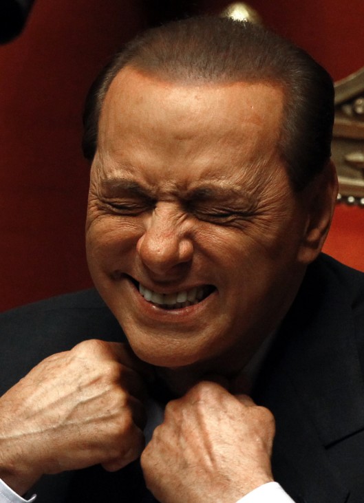 Italian Prime Minister Silvio Berlusconi sits at the Senate in Rome