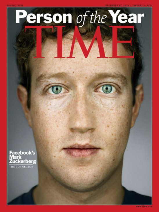 Time magazine December 27, 2010/January 3, 2011 cover featuring Mark Zuckerberg