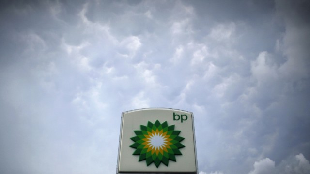 File photo of storm clouds forming near a BP station in Alexandria, Virginia