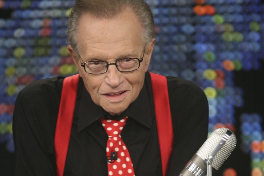 Larry King is seen during the final broadcast of Larry King Live at the Los Angeles studio