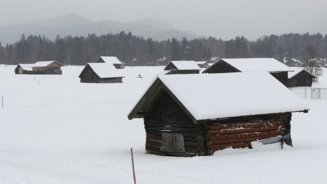 Snow covered meadow pictured in Garmisch-Partenkirchen