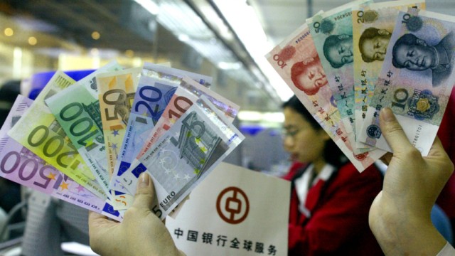Euro- und chinesische Yuan-Banknoten