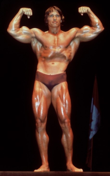 Schwarzenegger Flexes Muscles