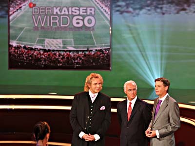 Beckenbauer mit Gottschalk und Jauch