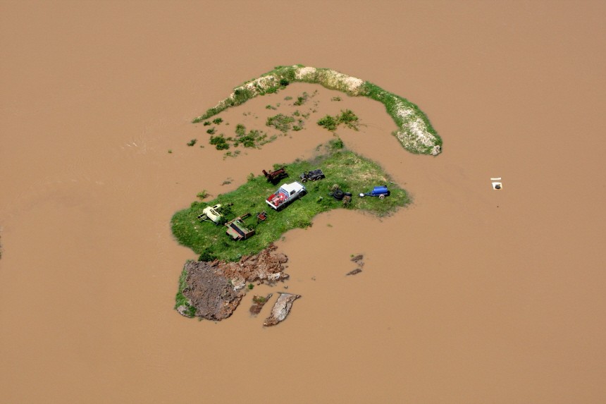 Aerial view of floodwaters in Rockhampton