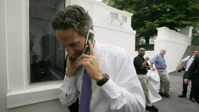 U.S. Treasury Secretary Geithner walks at the White House in Washington
