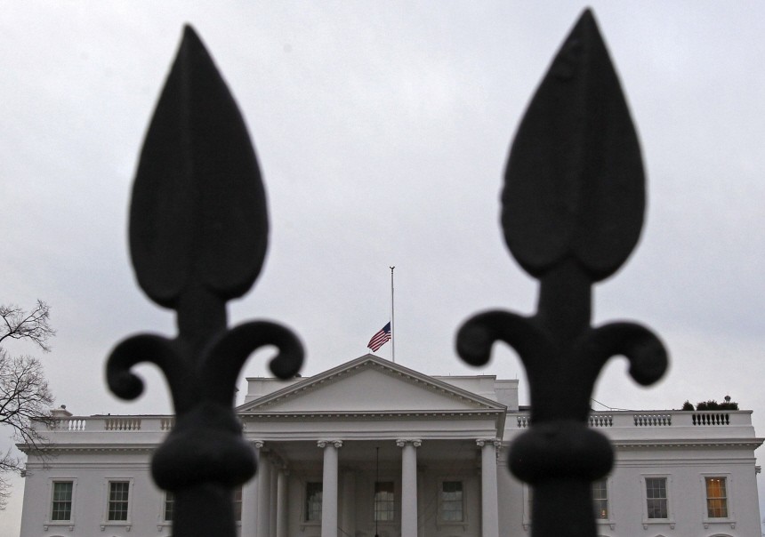A U.S. flag flies at half staff at the White House in honor of the victims of the shooting in Arizona that injured U.S. Representative Gabrielle Giffords (D-AZ) in Washington