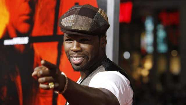 Curtis '50 Cent' Jackson gestures at a special screening of the movie 'Red' in Hollywood