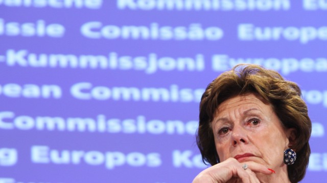 European Commissioner for Competition Kroes speaks at a news conference in Brussels