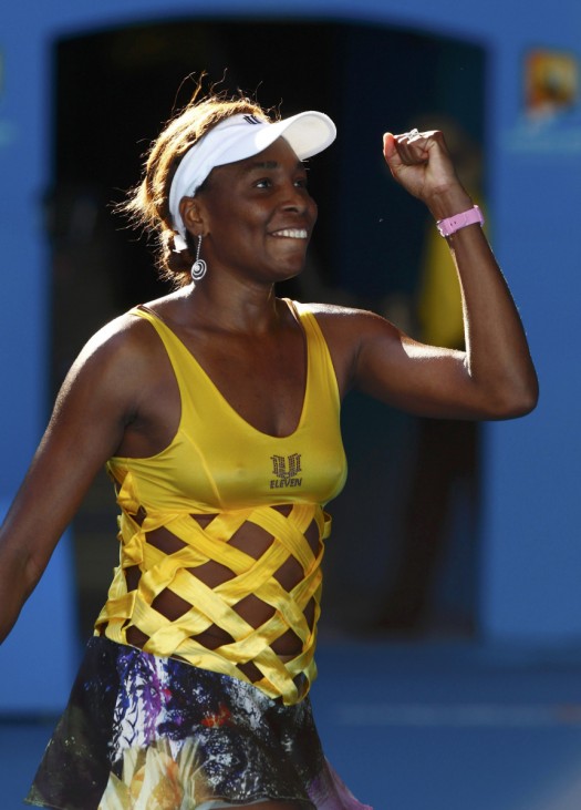 Williams of the U.S. celebrates match point against Zahlavova of the Czech Republic during their match at the Australian Open tennis tournament in Melbourne