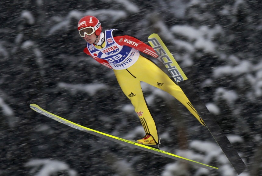 Germany's Michael Uhrmann soars through the air during the FIS World Cup Ski Jumping competition in Zakopane