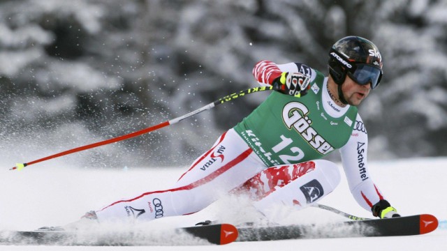 Hargin of Sweden competes during men's slalom race at Alpine Skiing World Cup in Kitzbuehel