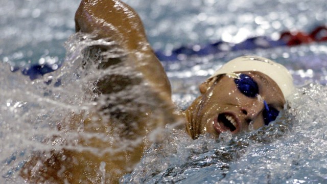 File picture shows Australian Olympic swimmer Ian Thorpe competing in men's 200m freestyle event at Brisbane Aquatic Centre