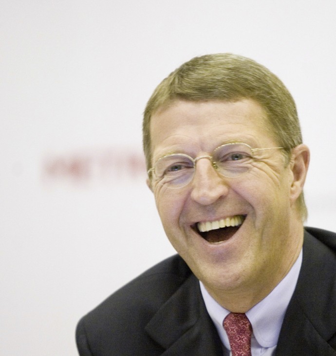 Germany's Metro AG CEO Cordes smiles during the annual balance news conference in Duesseldorf