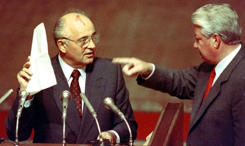 Michail Gorbatschow und Boris Jelzin, 1991