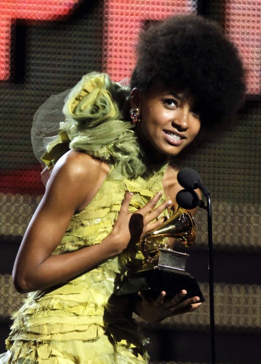 Esperanza Spalding accepts the award for Best New Artist at the 53rd annual Grammy Awards in Los Angeles