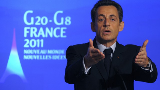 France's President Sarkozy speaks during a news conference at the Elysee Palace in Paris