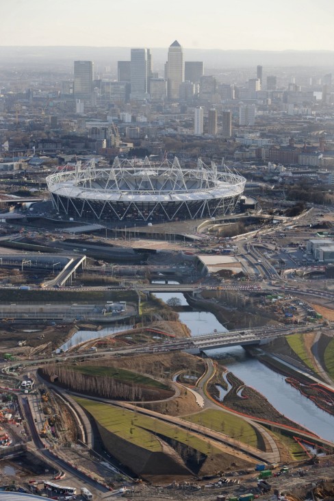 Construction site of Olympic Stadium in London