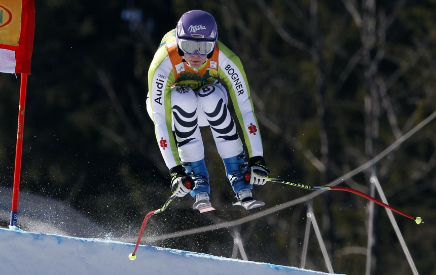 Riesch of Germany competes during the women's Super-G Alpine Ski World Cup race in Tarvisio