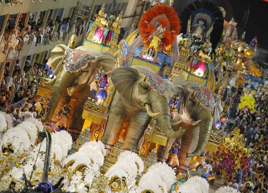 Revellers of the Vila Isabel samba school participate in the annual Carnival parade in Rio
