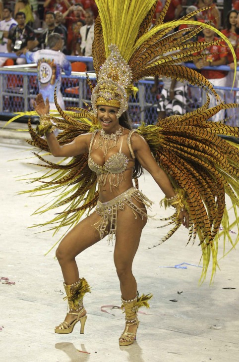 A reveller of the Vila Isabel samba school participates in the annual Carnival parade in Rio
