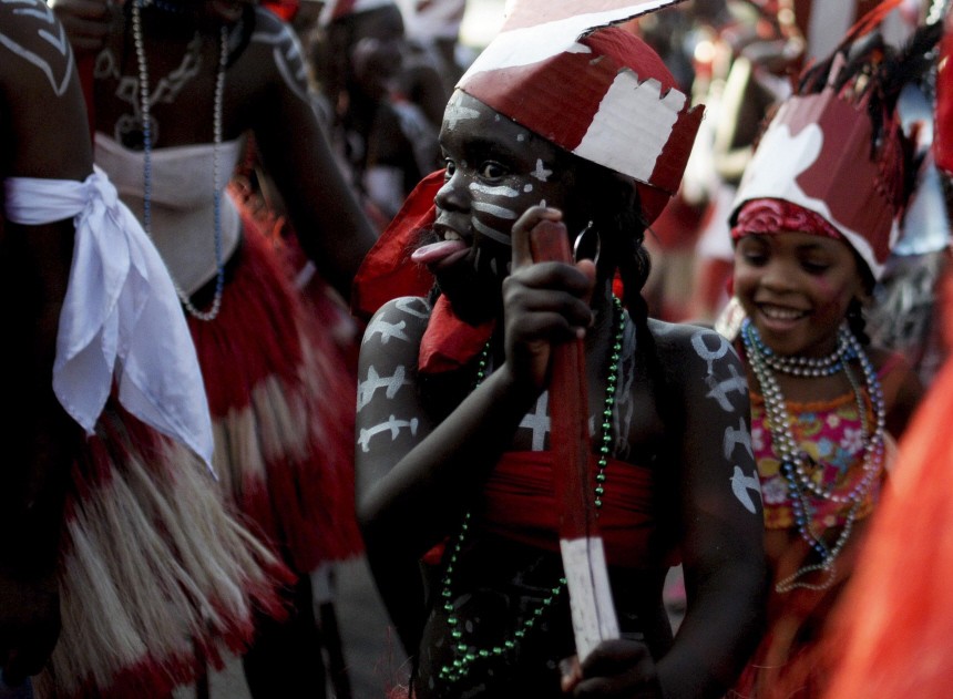 Children celebrate the first day of carnival in Port-au-Prince