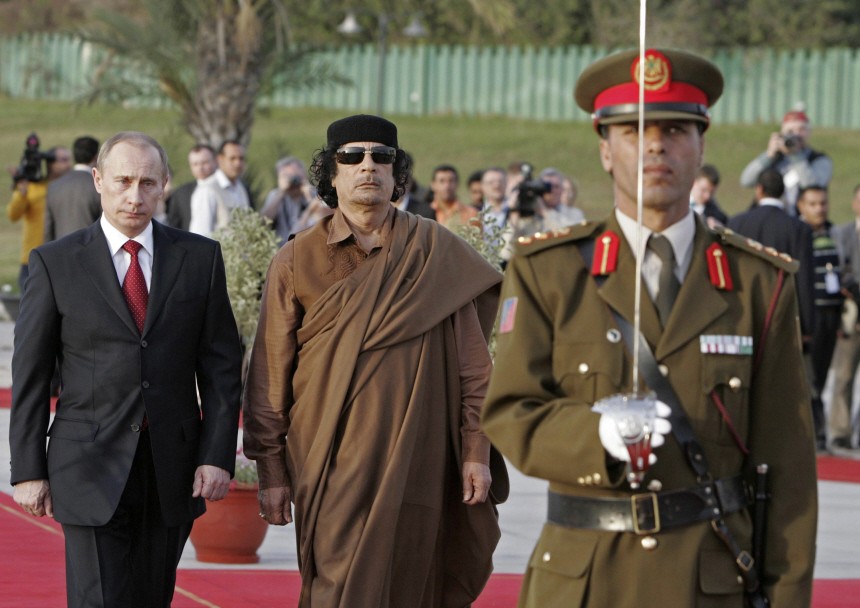 Russia's President Putin meets Libyan leader Muammar Gaddafi in Tripoli