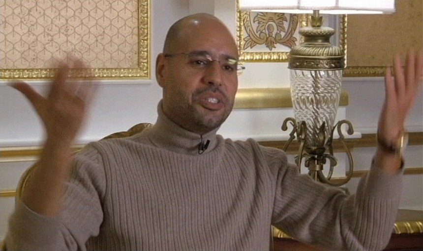 Frame grab of Saif al-Islam, son of Libyan leader Muammar Gaddafi, speaking during a television interview in Tripoli