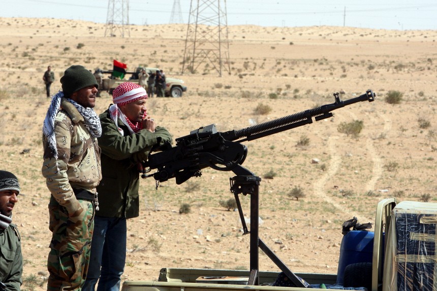 Libyan anti-government forces near Ajdabiya